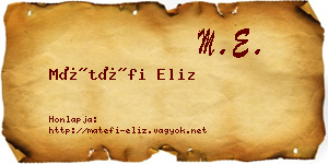 Mátéfi Eliz névjegykártya